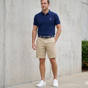 Polo Ralph Lauren Men's Khaki Flat Front Chino Shorts Size 34 Inseam 9”